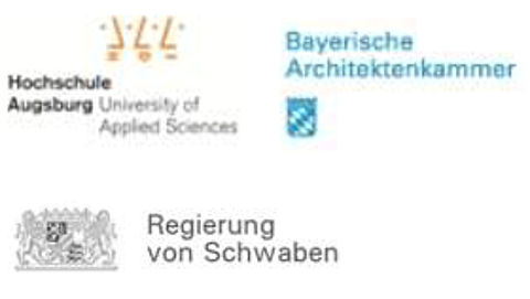 Logo der Hochschule Augsburg, der bayerischen Architektenkammer und der Regierung von Schwaben