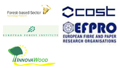 Logo forest-based sector, COST, European Forest Institute, efpro und Innovawood